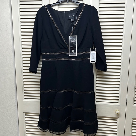 SHANI Fit Flare Jersey DRESS SZ Original $384 BLACK NORDSTROM